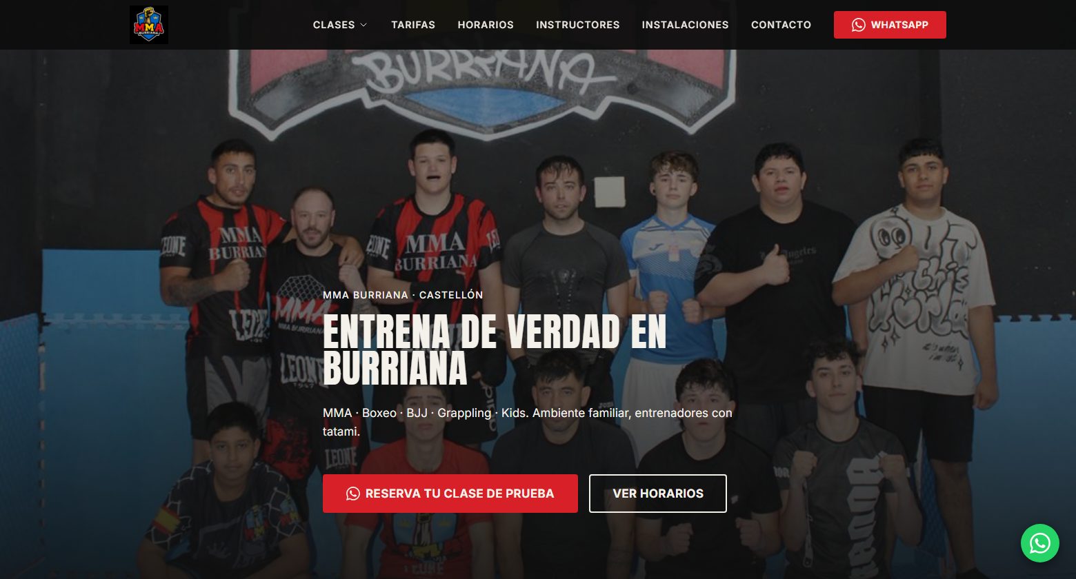 Portada de la web de MMA Burriana